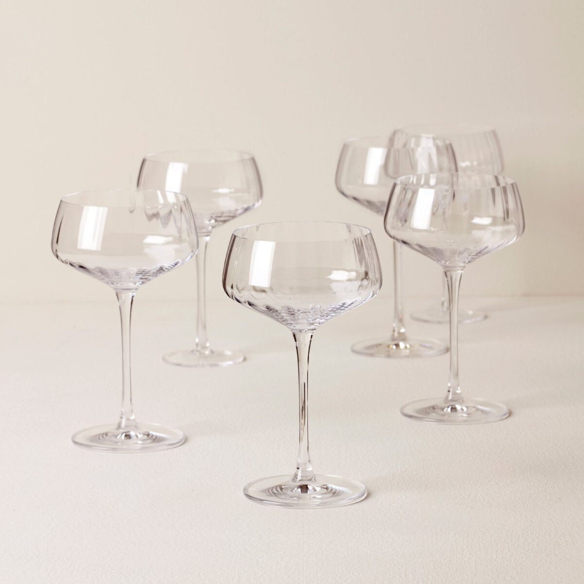 Angled Optic Coupe Glasses, Set of 6